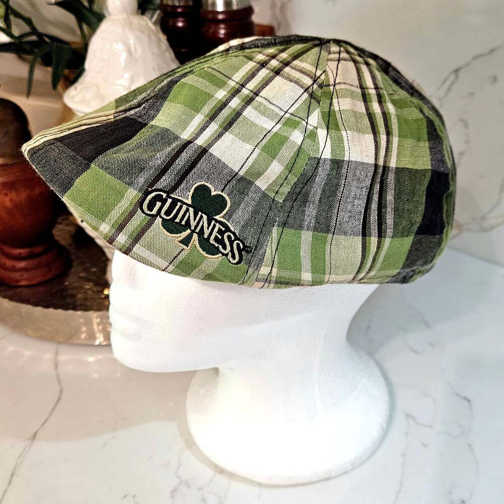 Guinness Official Merchandise Green Plaid Newsboy Cabbie Cap